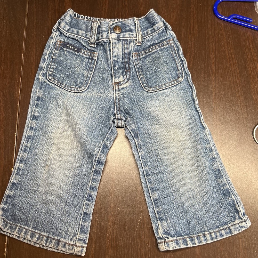 Vtg Y2K Riders Baby Jeans Blue Denim Pockets Distressed Wash Unisex Infant 18 M